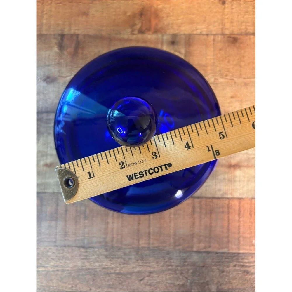 Crate & Barrel Cobalt Blue Glass Candy Jar With Lid Made In Poland Home Decor
